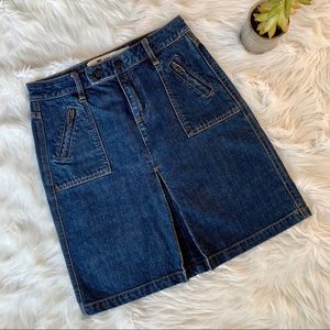 Gap Jeans Denim Front Kick Pleat Long Mini Skirt